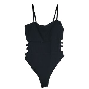 Unbranded Women's Swimsuit Black Large One Piece Cutout Sheer Adjustable NWOT